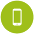 An app icon in white over a lime green background.