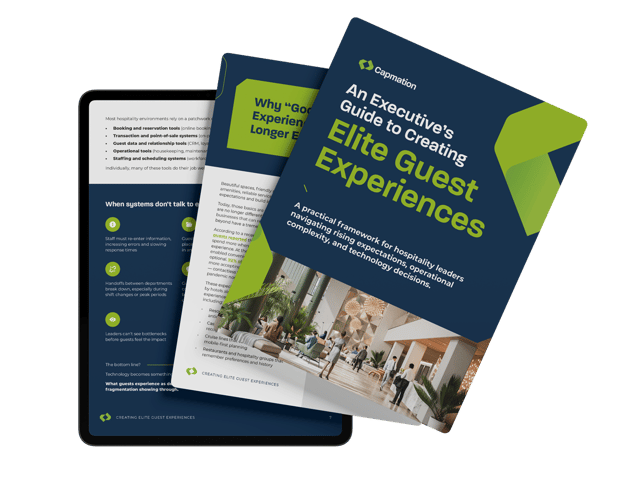 A mockup of the downloadable guide to creating elite guest experiences through custom hospitality software.