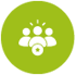 A relationships icon in white over a lime green backgrouind.